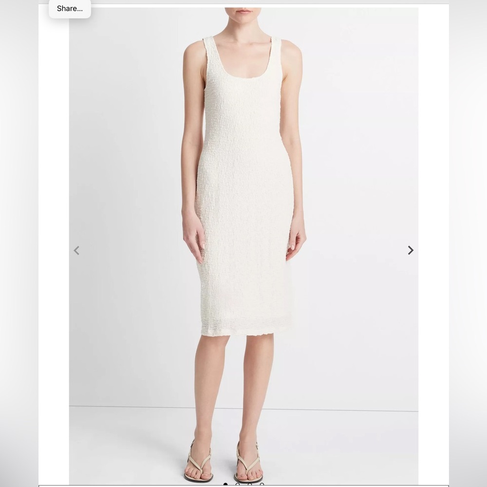 Vince Smocked Square-Neck Tank Dress